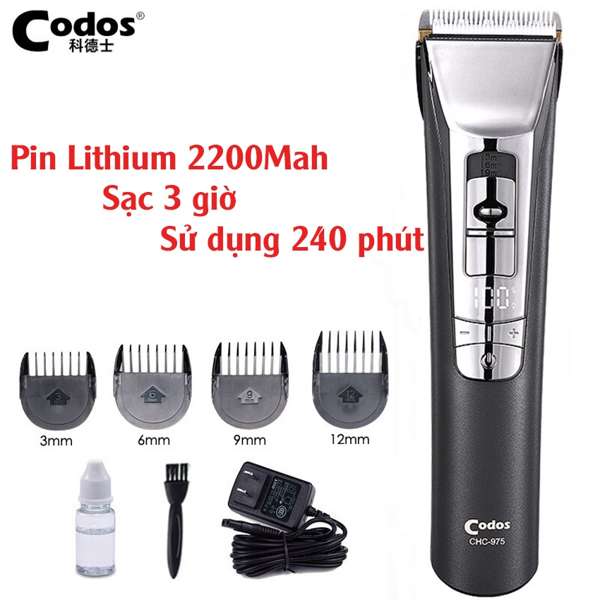 Tông đơ Codos, Tông đơ cắt tóc Hàn Quốc pin lithium 270 phút hiển thị thời gian pin