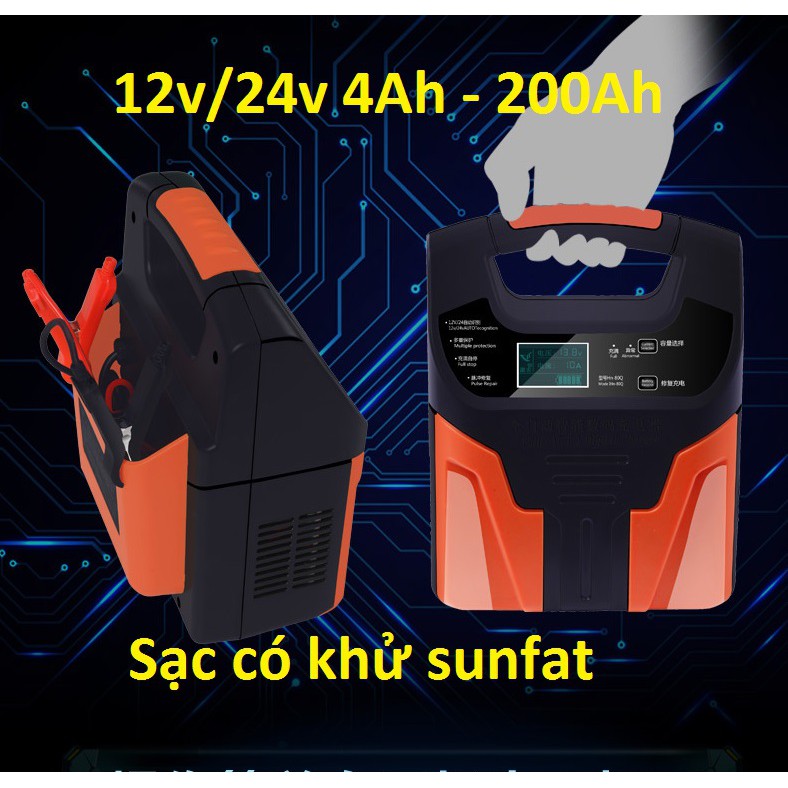 Máy Sạc Ắc Quy Và Phục Hồi Bình Ắc Quy 12V 24V 200AH AJ-618C - Sạc Acquy Khu sunfat