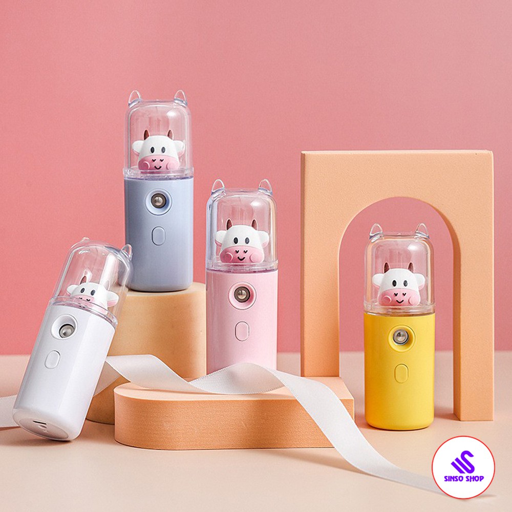 Máy Phun Sương Mini cầm tay Hình thỏ, bò sữa dễ thương  - Tích Điện Phun Sương Hơi Nước Tạo Ẩm (Hot)