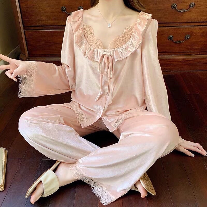 BỘ NGỦ PIZAMA NHUNG ĐIỆU ĐÀ ULZZANG | BigBuy360 - bigbuy360.vn