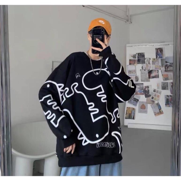 Áo Sweater Form Rộng Nỉ Hoạ Tiết Khủng Long In KÍn Mẫu Hot HARI | BigBuy360 - bigbuy360.vn