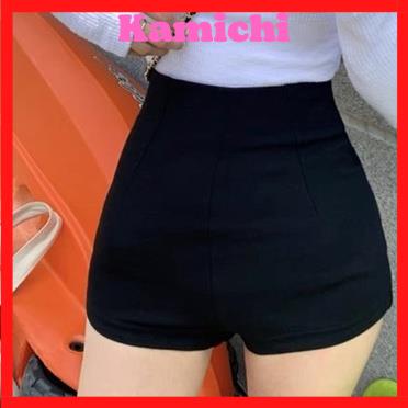 Quần short nữ lưng cao khóa kéo sau, Quần biker cho nữ trẻ trung tôn dáng thời trang kamichi mã 832
