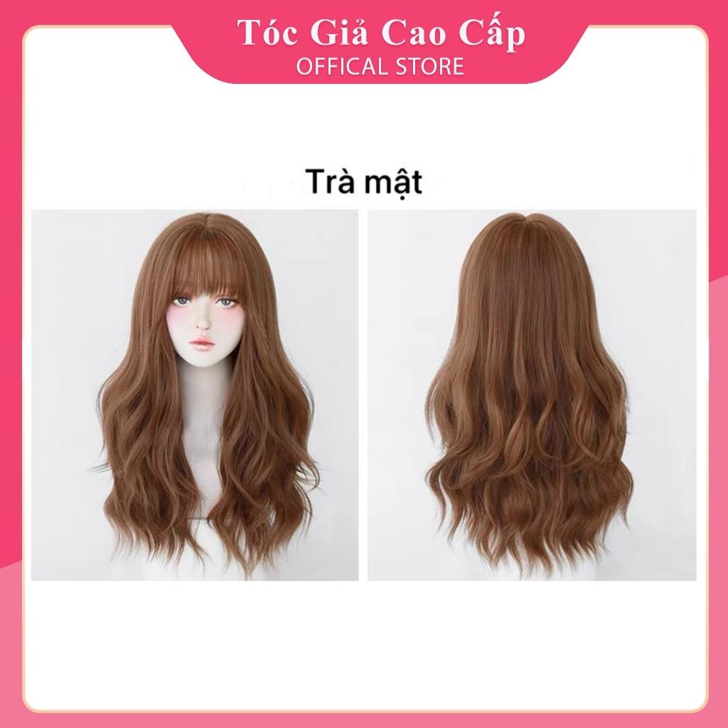 Tóc giả nữ đẹp nguyên đầu xù sóng dài mẫu mới, tặng kèm lưới trùm, C8269