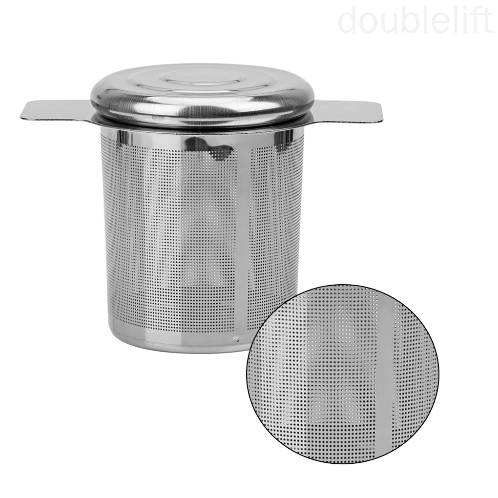 Tea Infuser with Lid Stainless Steel Coffee Herb Mesh Filter Double Handle Loose Leaf Tea Strainer doublelift store