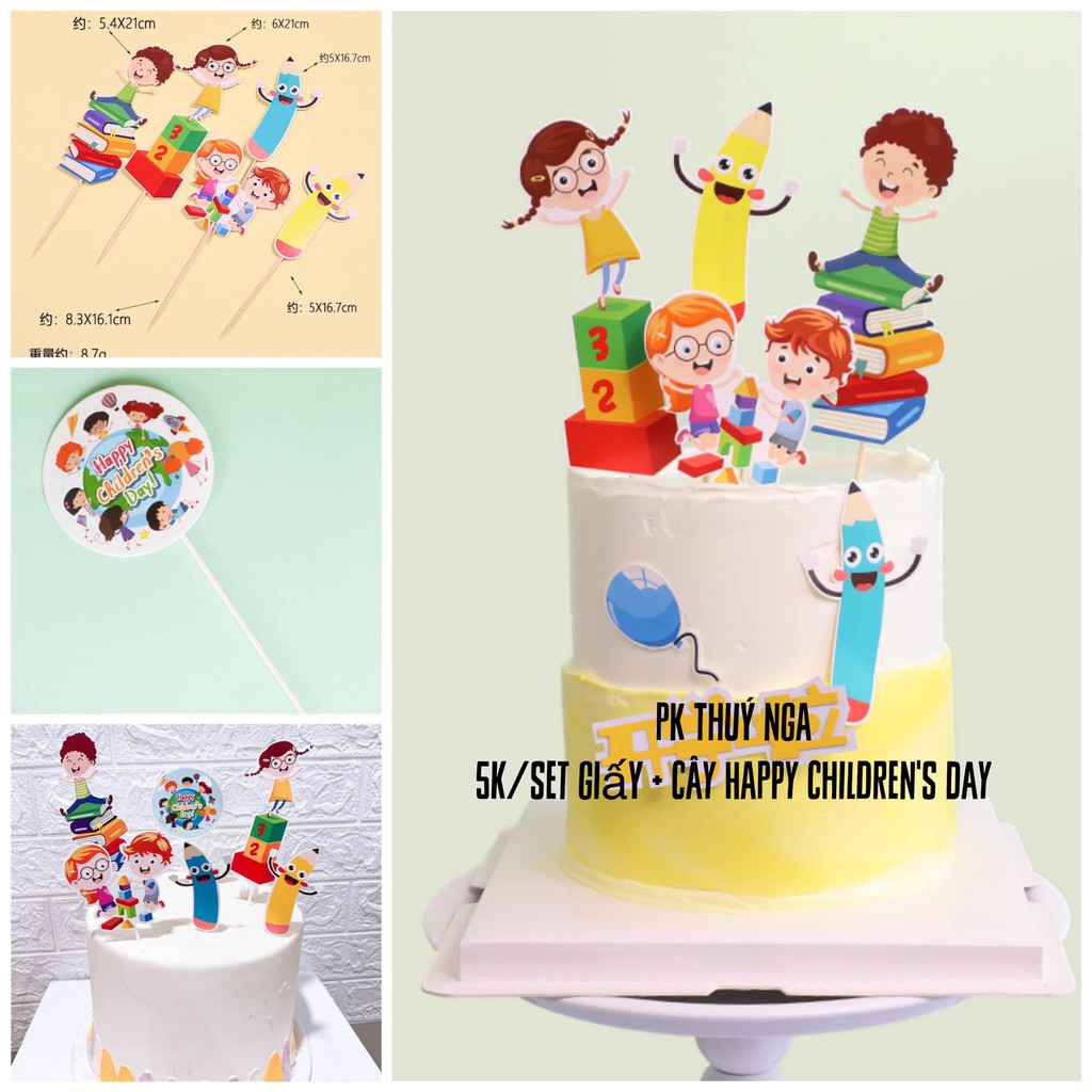 5 set combo 2 set thiếu nhi trang trí bánh