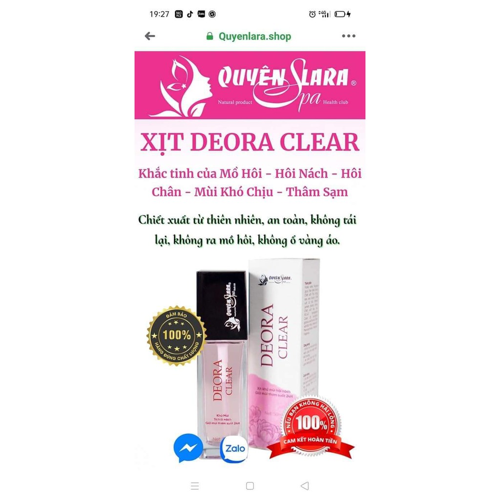 Xịt khử mùi hôi nách DEORA CLEAR _Quyên lara