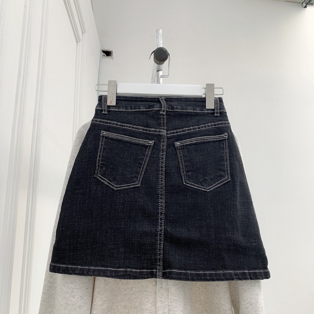 210828 Chân váy jeans nữ chữ a ulzzang basic chỉ nổi có size S,M,L