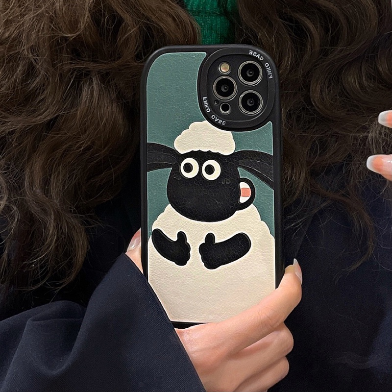 Ốp Điện Thoại Da Mềm Bảo Vệ Camera In Hình Cừu Shaun the Sheep Cho14 Pro Max 13 Pro Max 12 Pro Max 11 Pro Max