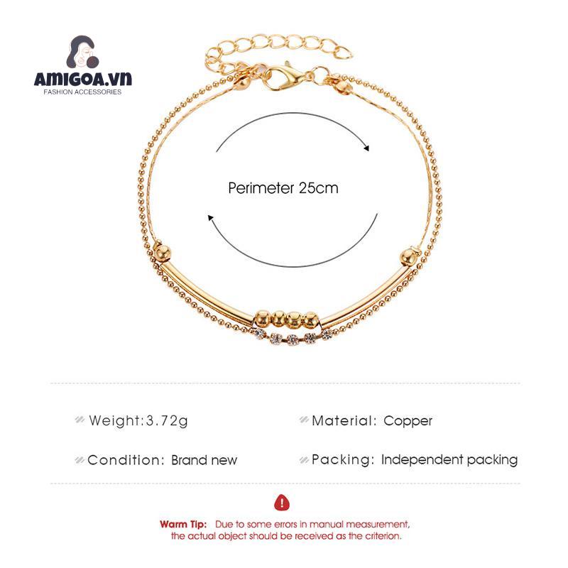 ✨✨Lắc Chân Hai Lớp Đính Hạt Kim Cương Sáng Tạo Thời Trang Cổ Điển Cho Nữ