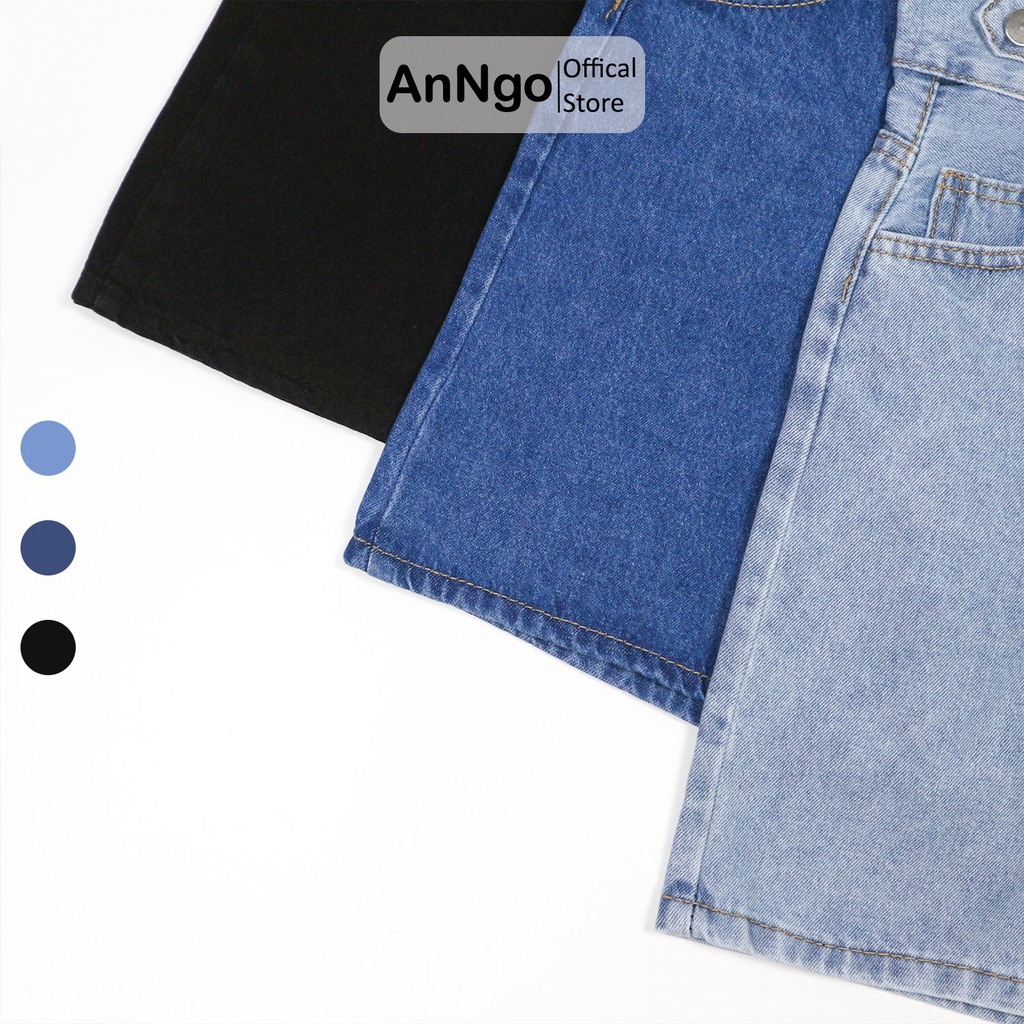Quần jean ngố nữ lưng cao ống rộng, chất liệu jean denim sành điệu AnNgo - AT179A
