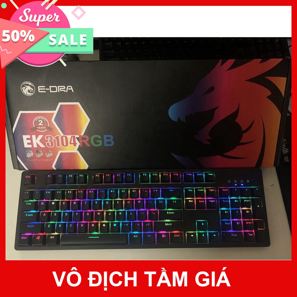 Bàn phím cơ EDRA EK3104 Led RGB - Màu đen - Blue/ Brown/ Red Switch - Cam kết chính hãng - Bảo hành 24 tháng