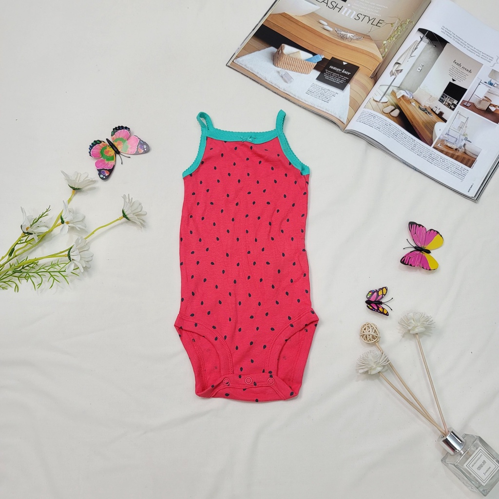 (Chọn màu-sz 9-12M) Body chíp 2 DÂY xuất dư cho bé gái- Bodysuit, bộ đồ liền thân, áo liền quần Chất cotton mát
