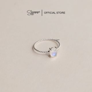 Nhẫn bạc nữ 925 shimmer silver - đá mặt trăng oval moonstone thiên nhiên hợp phong thủy không kị mệnh