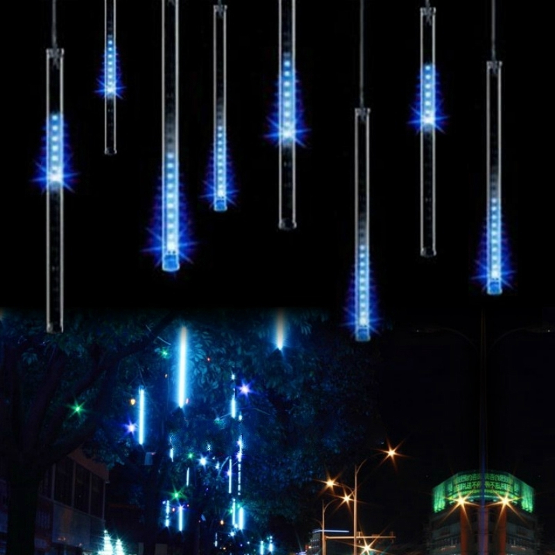 Bộ ống đèn led hình mưa sao băng 100 - 240V EU 30/50CM trang trí giáng sinh đẹp mắt