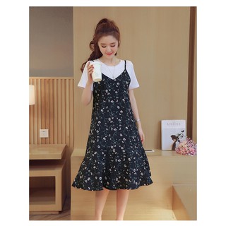 Đầm Bầu - Sét Yếm Hoa Nhí ( Đen )