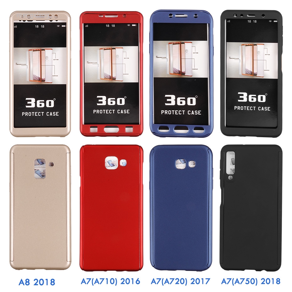 Ốp điện thoại bảo vệ 360 độ chống va đập cho Samsung A7 A6 A8 Plus J7 Prime J4 J6 2018 Samsung A6 Plus 2018