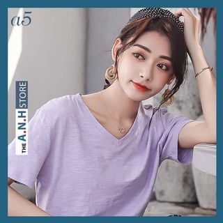 Áo thun cổ tim cotton xước chất mát
