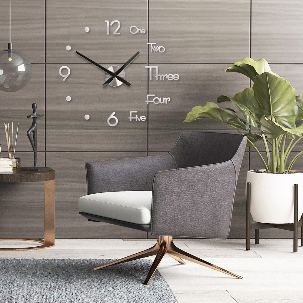 Miếng Dán Tường Hình Đồng Hồ 3D Mặt Gương Tự Dính Không Gây Tiếng Ồn Trang Trí Nhà Cửa Phòng Khách|Chuông / Nhiều Màu