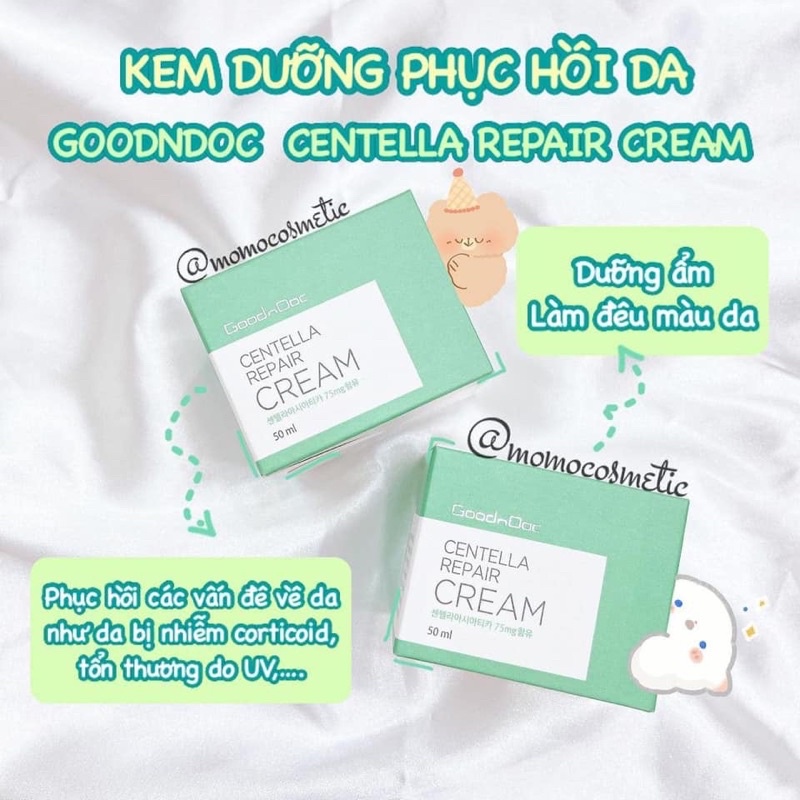 Kem dưỡng rau má phục hồi da GoodnDoc Centella Repair Cream