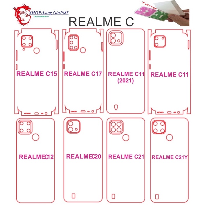 Realme C15,C17,C11,C12,C20,C21,C21y miếng dán Ppf mặt sau chống va đập tốt hơn