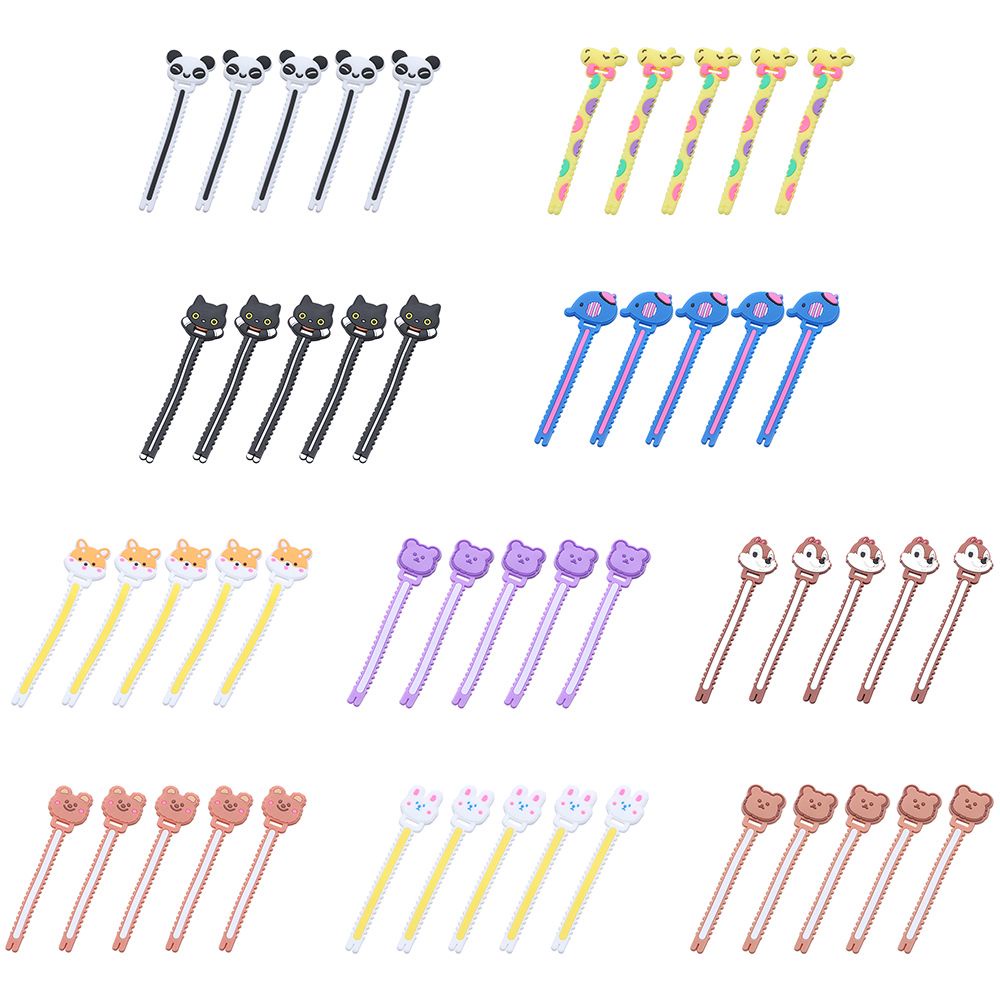 Set 5 Phụ Kiện Quấn Bảo Vệ Dây Cáp Bằng Silicon Hình Hoạt Hình Dễ Thương