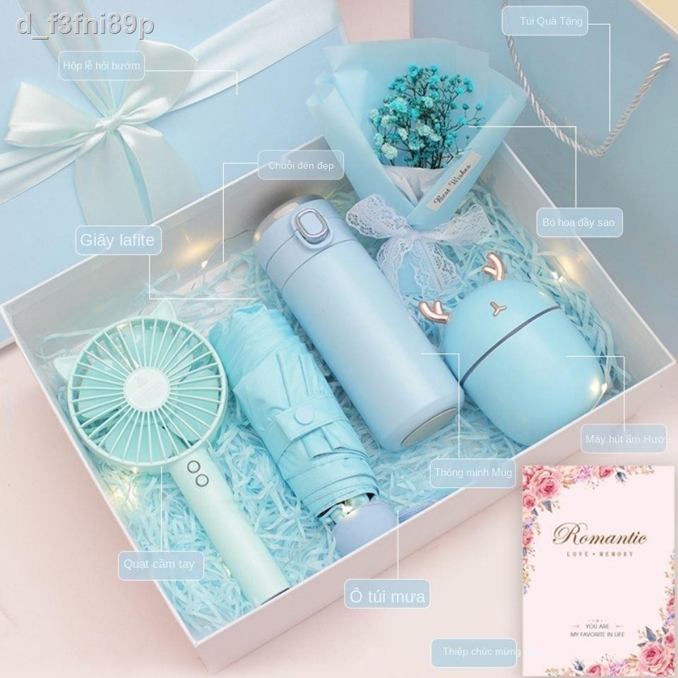 Bộ quà tặng sinh nhật mùa tốt nghiệp làm mát cho bạn gái, bạn gái, quạt, máy tạo ẩm, ô và phích nước
