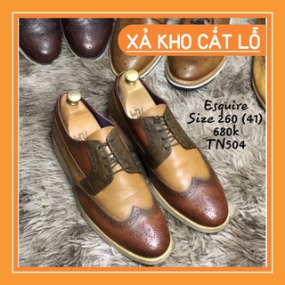 [Giày 2hand] [Size 41] Giày Tây 2hand Thương Hiệu Mỹ Esquire Dạng Wingtips Gam Màu Bắt Mắt Size 260 (41)