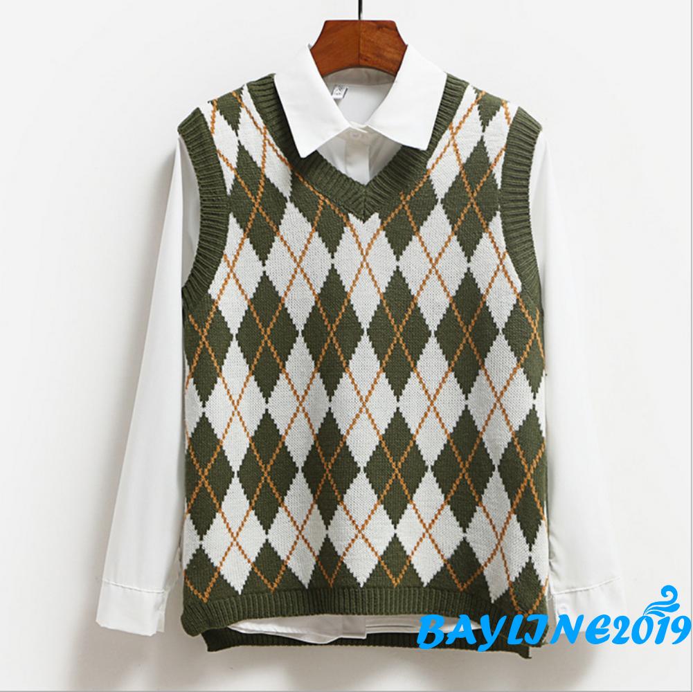 Áo sweater không tay cỗ chữ V phong cách thời trang quyến rũ