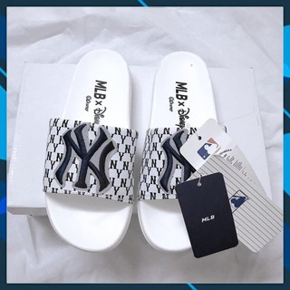 Dép quai ngang mlb ny trắng, dép thời trang nam nữ mlb ny white siêu xinh