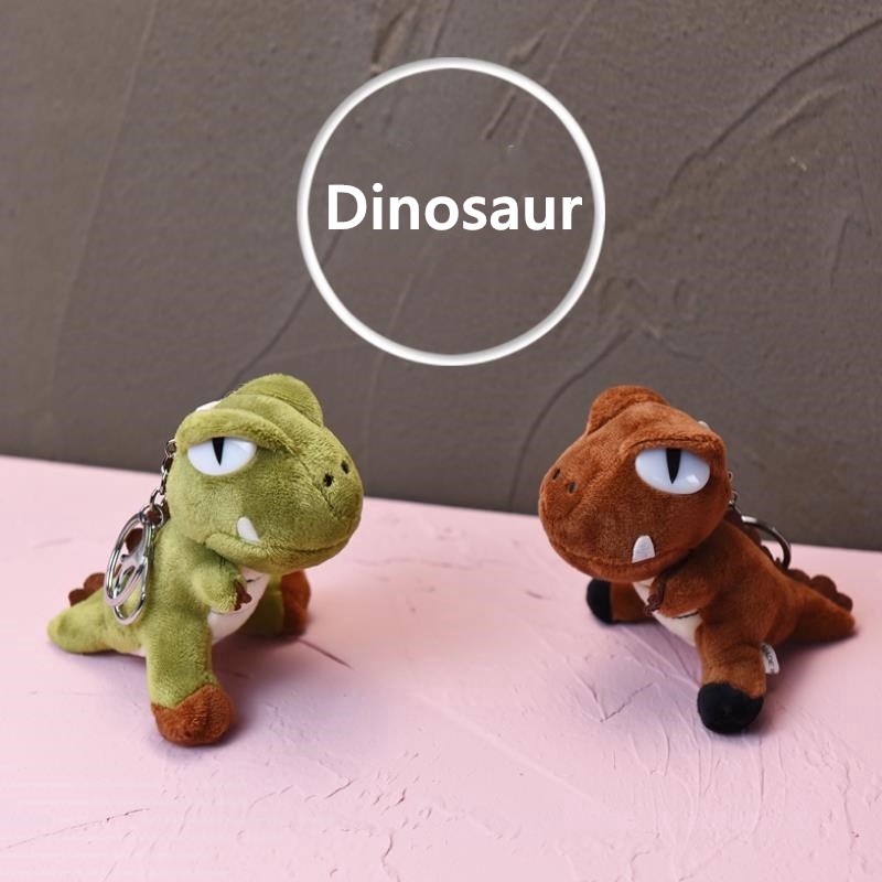 Móc khóa đính thú nhồi bông khủng long đáng yêu
