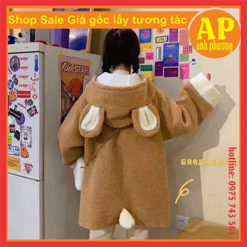 Áo gấu lông có đuôi kèm ảnh thật sp form thụng giá rẻ nhất áo khoác nữ áo lót lông | BigBuy360 - bigbuy360.vn