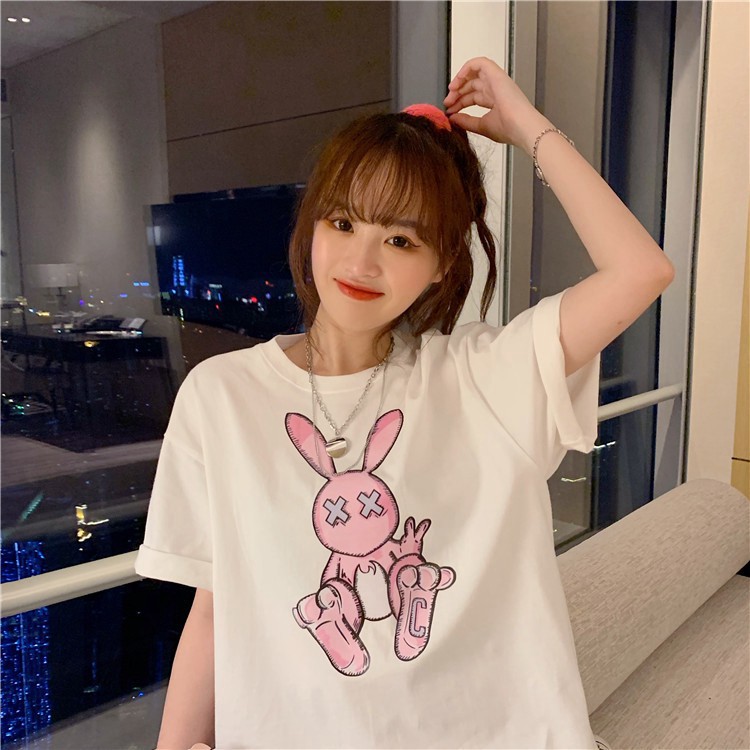 Áo thun tay lỡ form rộng Rabbit Thỏ XX, Áo thun tay lỡ unisex nam nữ thời trang chất cotton mềm mát - CUTEZOO