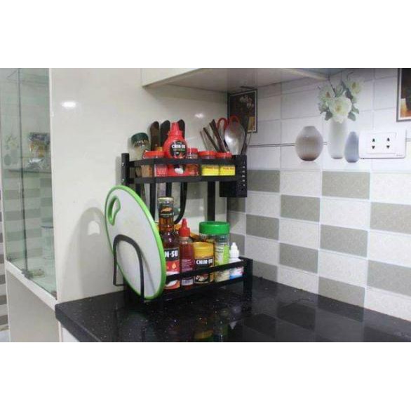 Kệ gia vị, kệ hũ gia vị 2 tầng, Phủ Sơn Tĩnh điện chống bám dính dầu mỡ thiết kế sang trọng | BigBuy360 - bigbuy360.vn