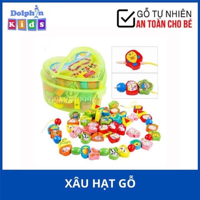 Xâu Vòng Gỗ Hạt To Cho Bé 15 tháng -3 tuổi