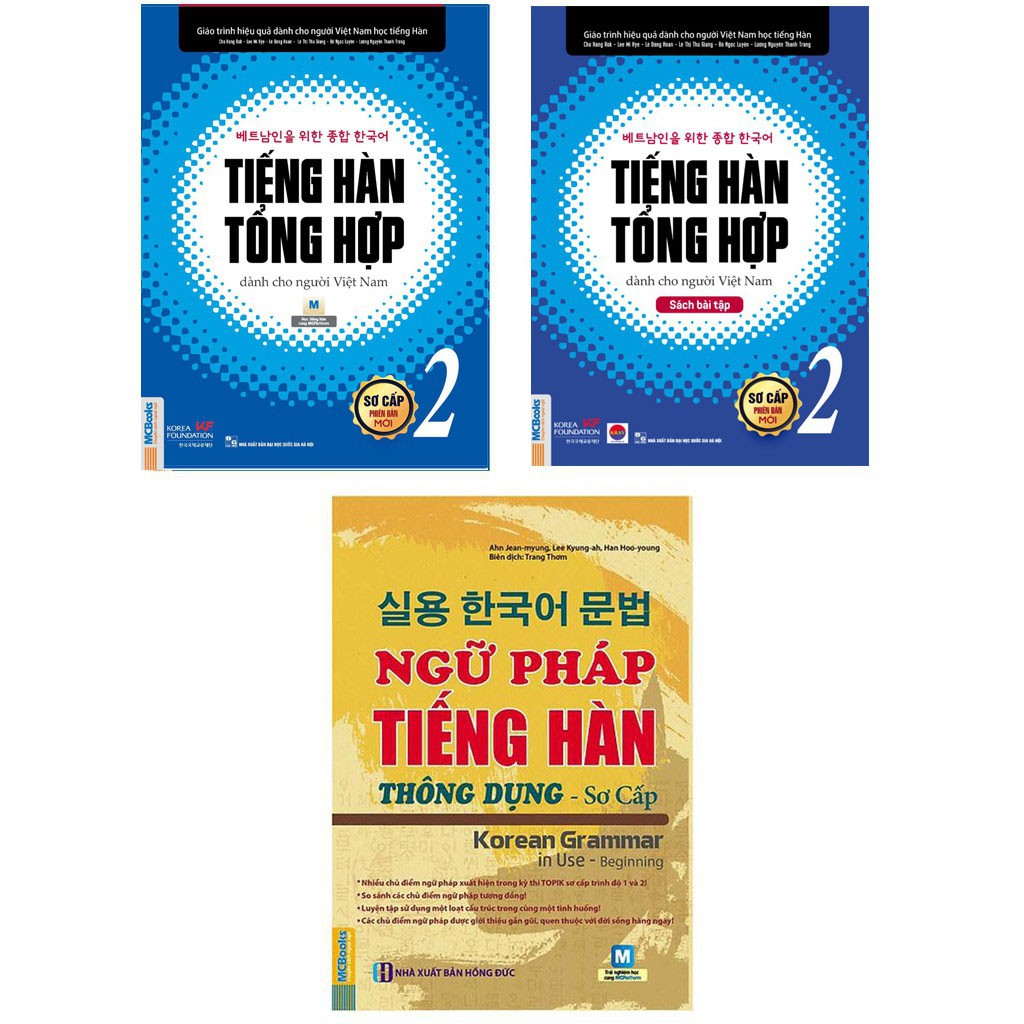 Sách - Combo Tiếng Hàn Tổng Hợp Dành Cho Người Việt Nam Sơ Cấp 2 ( Bản Đen Trắng ) +Ngữ Pháp Tiếng Hàn Thông Dụng Sơ Cấp