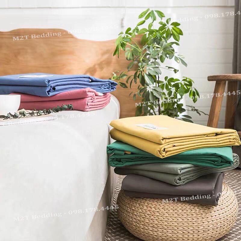 Bộ grap giường và vỏ gối Cotton Tici M2T Bedding, ga gối Cotton thun lạnh Hàn Quốc đủ size drap nệm