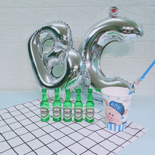 Chai nước lúa mạch sủi bọt mini trang trí bánh sinh nhật