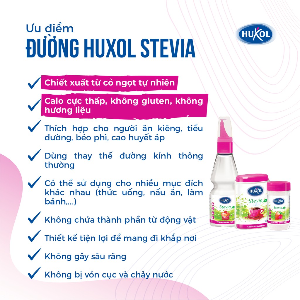 Đường Ăn Kiêng Huxol Cỏ Ngọt Stevia 300 viên - Đường cỏ ngọt cho người giảm cân, tiểu đường, cao huyết áp