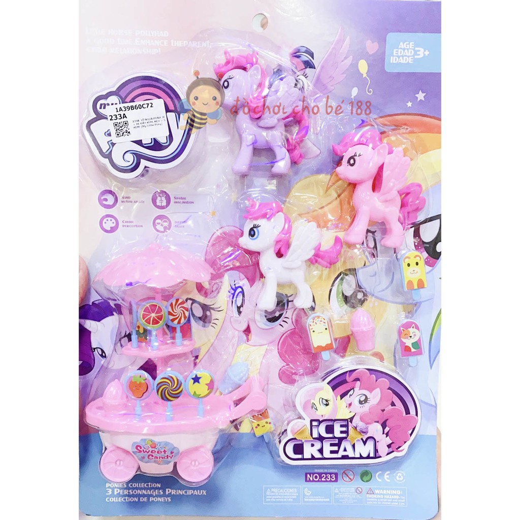 Đồ chơi xe đẩy bán kem và ngựa pony (15 chi tiết)