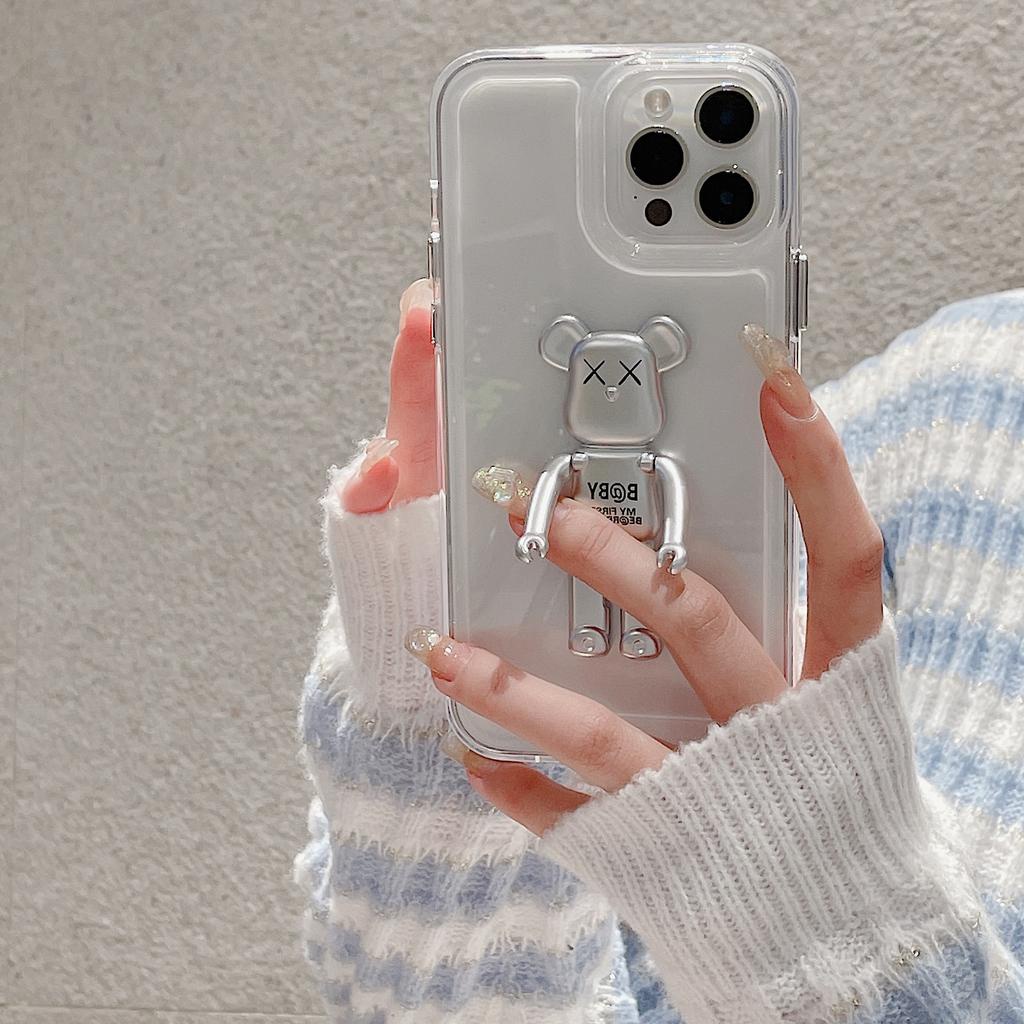 Ốp Điện Thoại Acrylic Có Giá Đỡ Hình KAWS 3D Cho IPhone 13Promax 12 11 7Plus X Xs Max XR