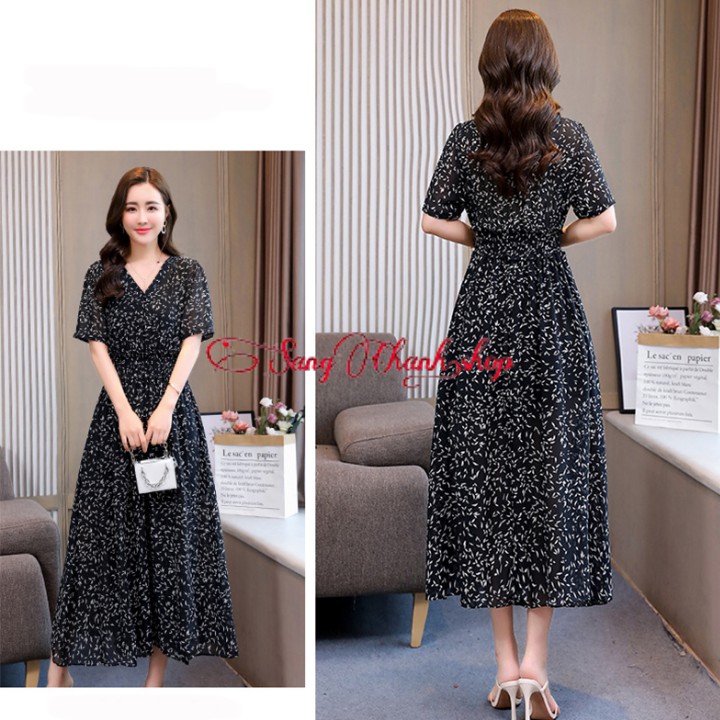 Váy Đầm Maxi | Đầm Công Sở | Maxi Lá Đen Xinh Yêu Tôn Dáng | BigBuy360 - bigbuy360.vn