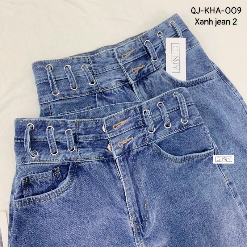 Quần Baggy Nữ Jean Hack Dáng KHA-009 | Quần Jean Cạp Cao | Vải Jean Wash Xịn | GinHouse Shop