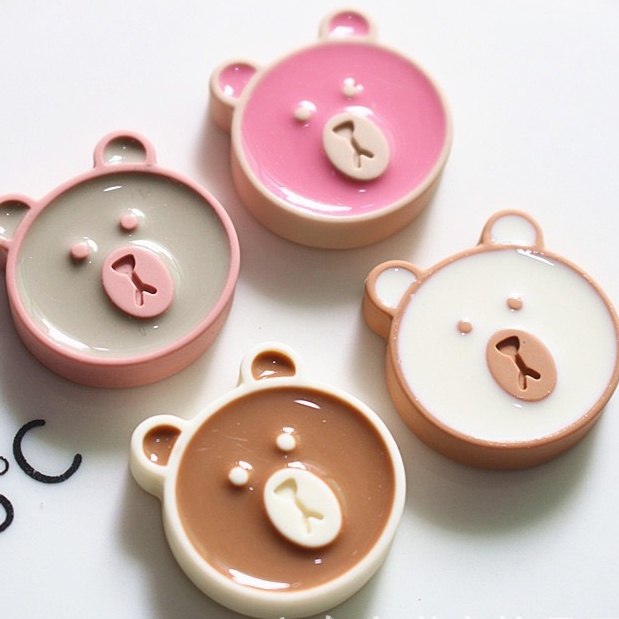Charm (C425) slime/ Dụng Cụ Charm Trang Trí [Ko Keo &amp; Nút] Hình Bánh Bé Gấu (2x2.1cm)