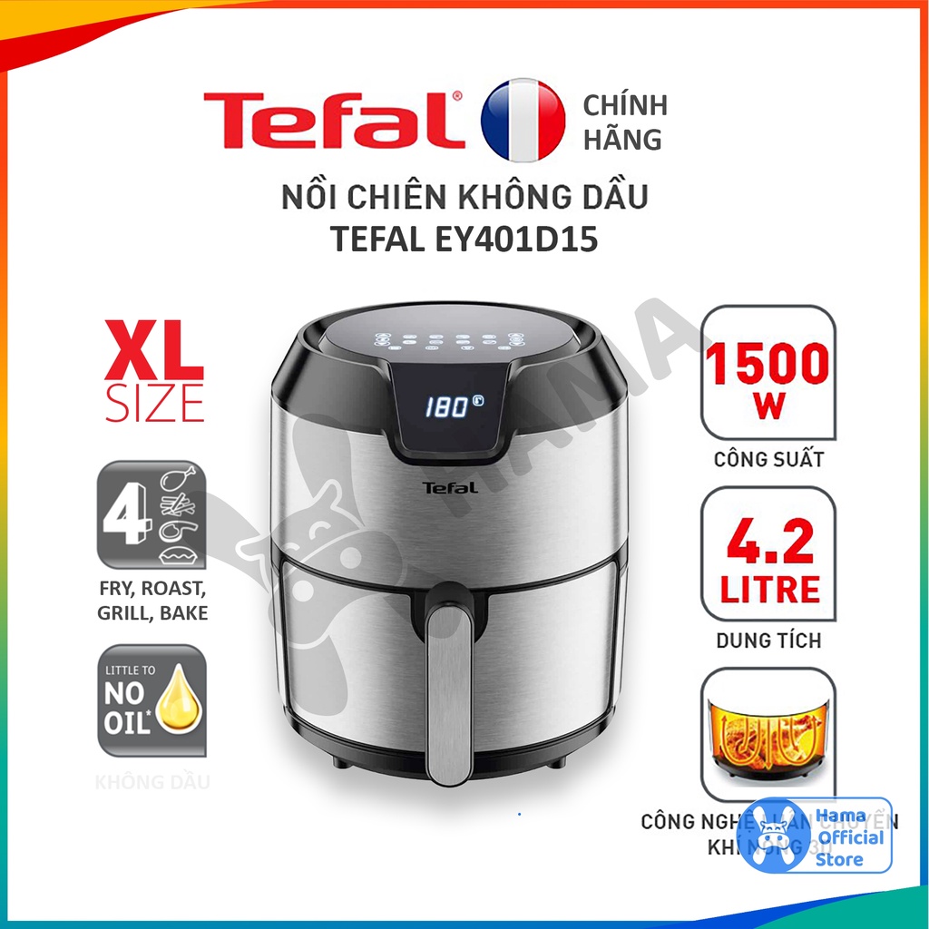 Nồi chiên không dầu Tefal EY401D15 𝗛𝗔𝗠𝗔 𝗦𝗧𝗢𝗥𝗘, Size XL 4.2L, Chính Hãng, Bảo hành 2 năm, mã DT_NB_002