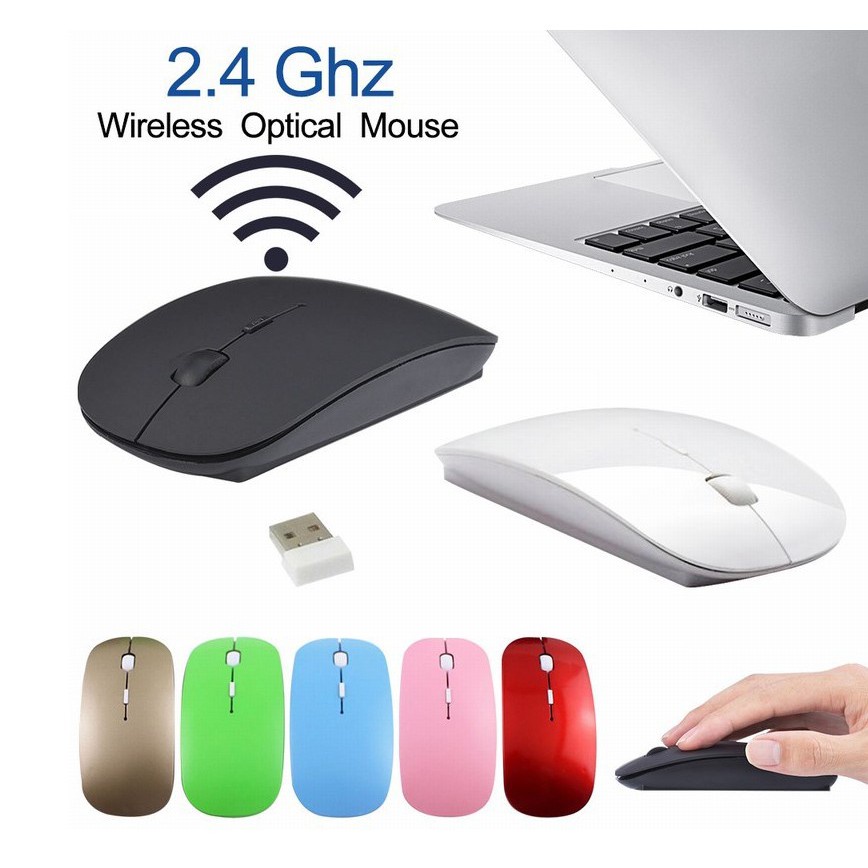 Chuột không dây Silent Mouse 1600 DPI Ergonomic Mause Mouse Mute Glowing Office cho Pc / Laptop / Windows
