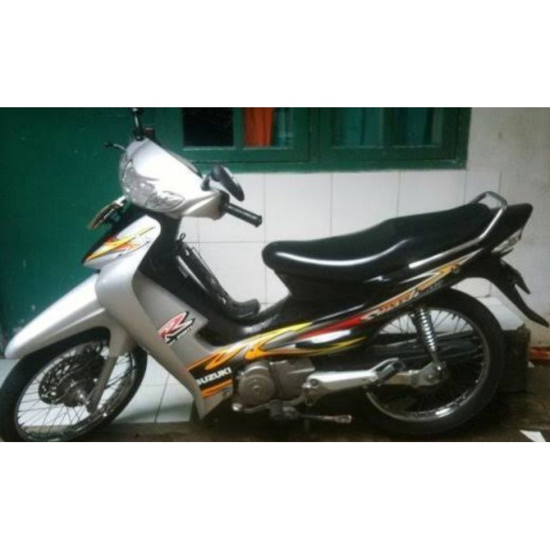 Dải Dán Trang Trí Thân Xe Suzuki Smash 110 R 2004 2005 Màu Đen / Bạc Cao Cấp