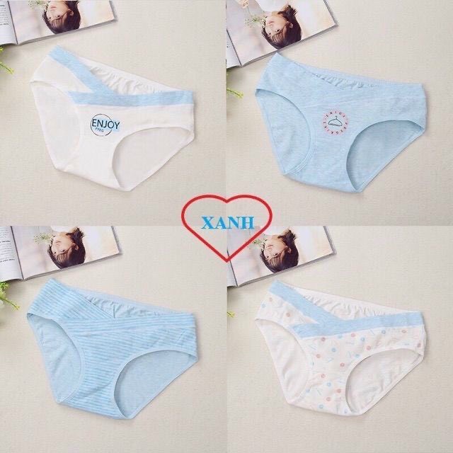 Set 4 quần lót Bầu Sau Sinh cạp chéo cotton CAO CẤP cho bà bầu sinh thường hoặc sinh mổ size từ 43 - 85kg