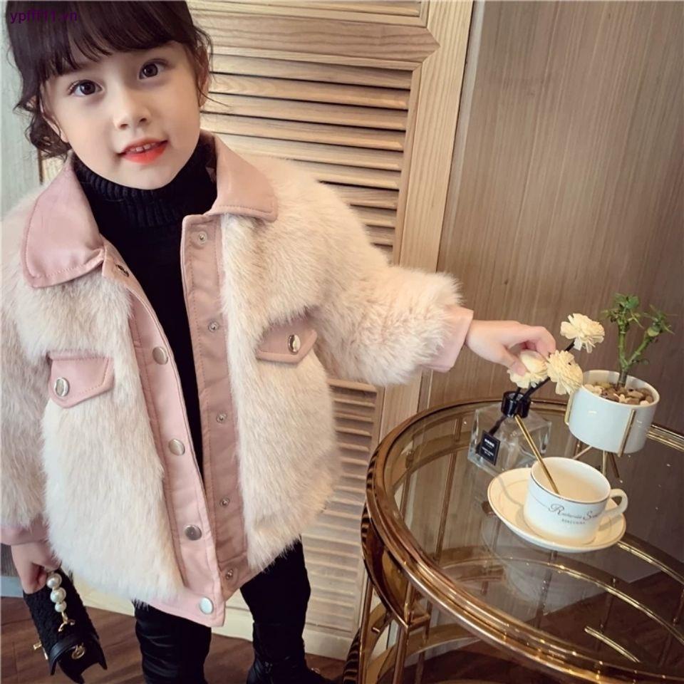 Áo khoác cotton giả lông cáo dày ấm áp phong cách Hàn Quốc thời trang 2021 mới cho bé gái