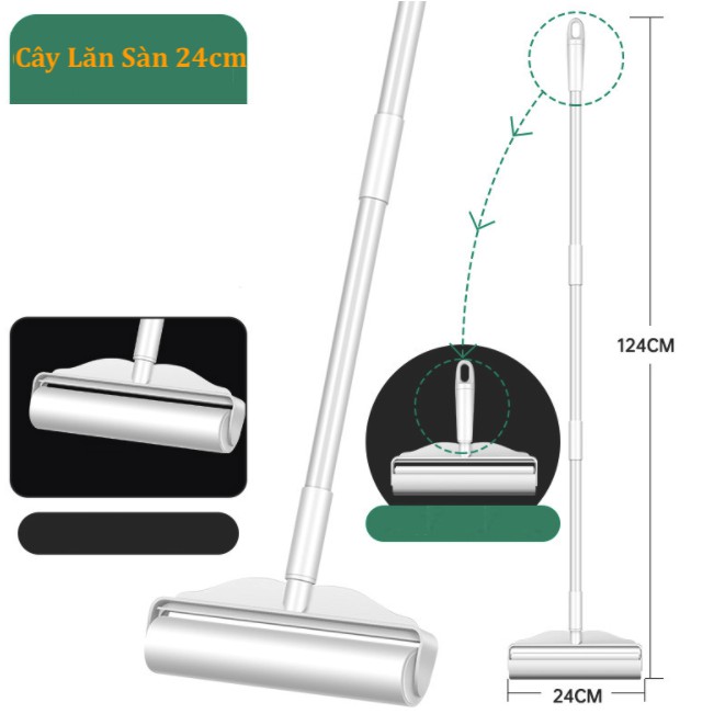 Cây Lăn Bụi Sàn Nhà 24cm/ Dụng Cụ Lau Sàn/ Mành Rèm Siêu Tiện Dụng H190