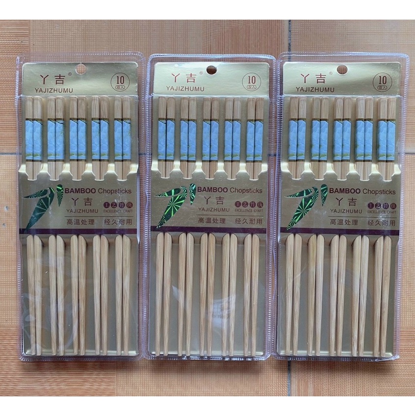 Sét 10 đôi đũa tre cap cấp, chống ẩm mốc, không trơn, không hóa chất, an toàn cho người sử dụng - Giao màu ngẫu nhiên